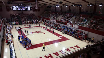 Fans cheering on Alabama volleyball against St Louis at Foster Auditorium in Tuscaloosa, AL on Friday, Aug 25, 2023.
