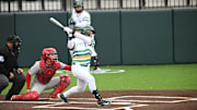 Second baseman Connor Rasmussen swings at the pitch.