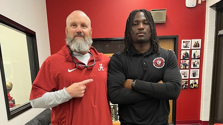 2026 4-Star LB Cincere Johnson with Alabama LB coach Chuck Morrell 2026 4-Star LB Cincere Johnson with Alabama LB coach Chuck Morrell