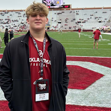 2027 offensive lineman Peyton Miller on a visit to Oklahoma