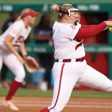 Alabama Softball Player Emily Winstead (13) pitches against Jackson State during the NCAA Softball Tuscaloosa Regional at Rhodes Stadium in Tuscaloosa, AL on Friday, May 16, 2025.