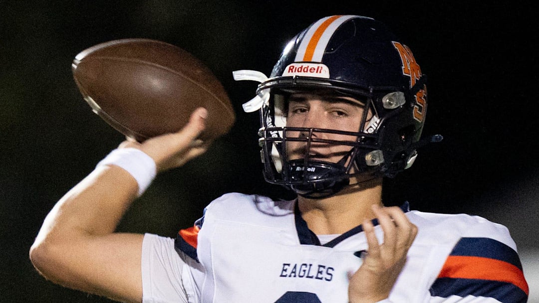 DIVISION II-A: Jared Curtis, Nashville Christian, Jr. - Here, Curtis (2) throws against BGA during their game at BGA Football Stadium in Franklin, Tenn., on Sept. 6, 2024.