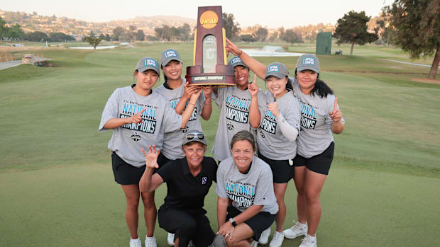 Northwestern Women's Golf championship trophy.