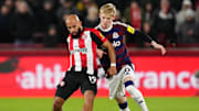 Brentford's Bryan Mbeumo and Newcastle's Anthony Gordon