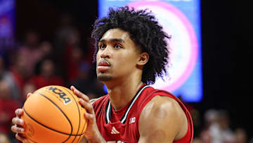 Dec 14, 2024; Piscataway, New Jersey, USA; Rutgers Scarlet Knights guard Dylan Harper (2) shoots a free throw  during the second half against the Seton Hall Pirates at Jersey Mike's Arena. Mandatory Credit: Vincent Carchietta-Imagn Images