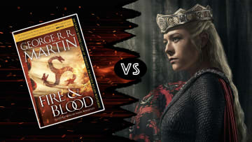 George R.R. Martin’s ‘Fire & Blood’ and key art from Season 2 of ‘House of the Dragon.’