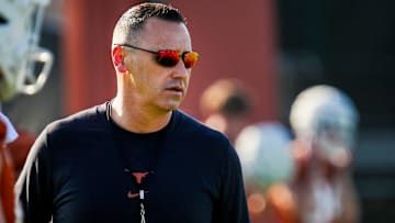 March 25, 2025.: Texas Longhorns head coach Steve Sarkisian during their first practice of the spring season.