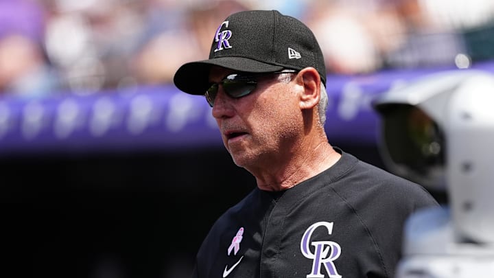 Colorado Rockies manager Bud Black sits in the dugout during a game. Colorado Rockies manager Bud Black sits in the dugout during a game.