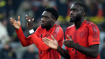 Bayern Munich's Alphonso Davies and Dayot Upamecano