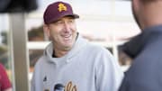 ASU head baseball coach Willie Bloomquist talks about the upcoming season during media availability at Phoenix Municipal Stadium on Jan. 28, 2025.