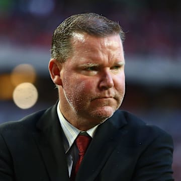 Dec 4, 2016; Glendale, AZ, USA; Washington Redskins general manager Scot McCloughan against the Arizona Cardinals at University of Phoenix Stadium. Mandatory Credit: Mark J. Rebilas-Imagn Images