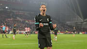 Darwin Nunez celebrates his second goal against Brentford