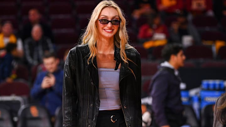 Los Angeles Sparks forward Cameron Brink looks on before the women’s college basketball game between the Notre Dame Fighting Irish and the USC Trojans. Los Angeles Sparks forward Cameron Brink looks on before the women’s college basketball game between the Notre Dame Fighting Irish and the USC Trojans.