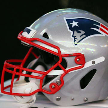 Feb 3, 2019; Atlanta, GA, USA; Detailed view of a New England Patriots helmet against the Los Angeles Rams in Super Bowl LIII at Mercedes-Benz Stadium. Mandatory Credit: Mark J. Rebilas-Imagn Images