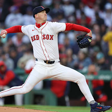 Boston Red Sox starting pitcher Walker Buehler delivers a pitch during the second inning against the New York Mets at Fenway Park. 
