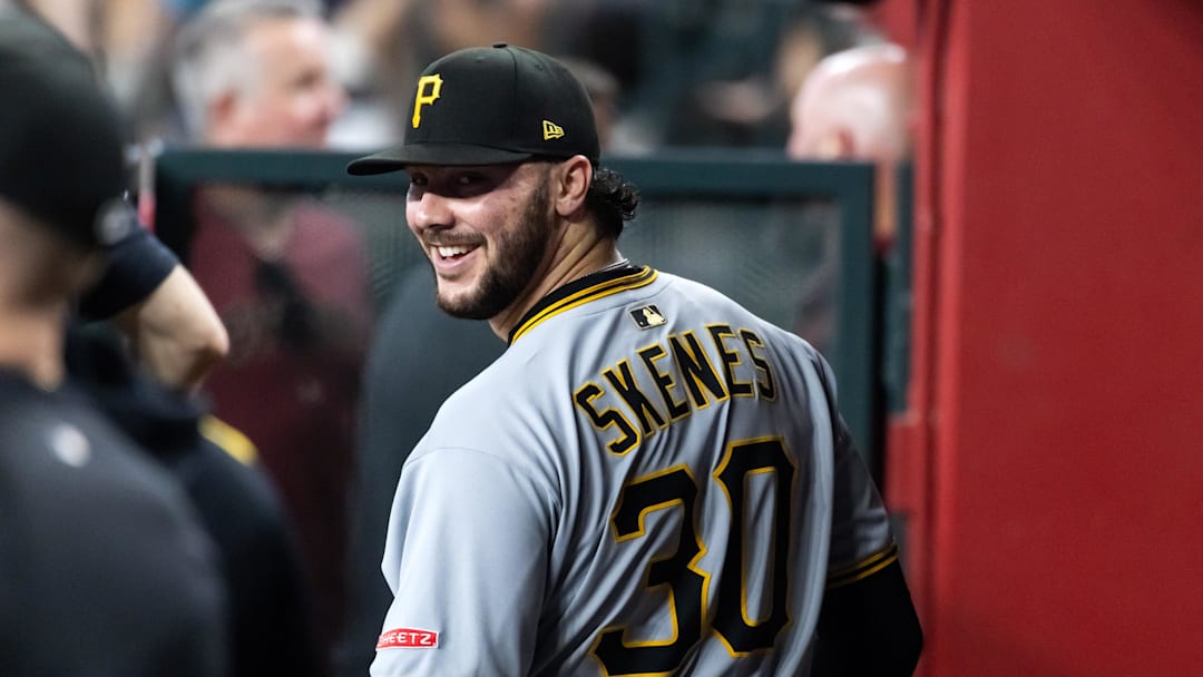 May 28, 2025; Phoenix, Arizona, USA; Pittsburgh Pirates pitcher Paul Skenes against the Arizona Diamondbacks in the seventh inning at Chase Field. Mandatory Credit: Mark J. Rebilas-Imagn Images May 28, 2025; Phoenix, Arizona, USA; Pittsburgh Pirates pitcher Paul Skenes against the Arizona Diamondbacks in the seventh inning at Chase Field. Mandatory Credit: Mark J. Rebilas-Imagn Images