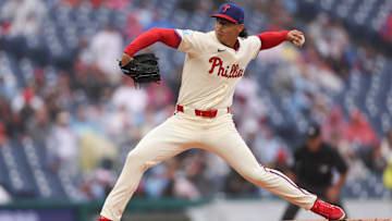 May 14, 2025; Philadelphia, Pennsylvania, USA; Philadelphia Phillies pitcher Jesus Luzardo (44) pitches during the first inning against the St. Louis Cardinals at Citizens Bank Park.