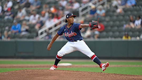 Didier Fuentes pitches during spring training.