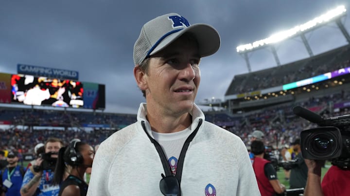 NFC coach Eli Manning reacts after the 2025 Pro Bowl Games at Camping World Stadium. NFC coach Eli Manning reacts after the 2025 Pro Bowl Games at Camping World Stadium.