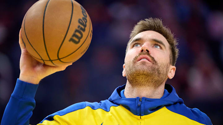 Apr 13, 2025; San Francisco, California, USA; Golden State Warriors guard Pat Spencer (61) warms up before the game between the Golden State Warriors and the LA Clippers at Chase Center. Mandatory Credit: Robert Edwards-Imagn Images Apr 13, 2025; San Francisco, California, USA; Golden State Warriors guard Pat Spencer (61) warms up before the game between the Golden State Warriors and the LA Clippers at Chase Center. Mandatory Credit: Robert Edwards-Imagn Images