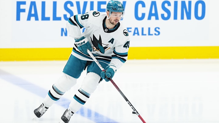 Jan 9, 2024; Toronto, Ontario, CAN; San Jose Sharks center Tomas Hertl (48) skates during the warmup